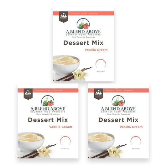 A Blend Above Vanilla Cream Cheesecake Mix - No-Bake Desserts, All Natural, Vegan, Gluten Free, No MSG - Instant Dessert Mix, Fruit Dip, Bagel Topping, Frosting, Cheesecake Filling - Makes 16 Oz (Pack of 3)