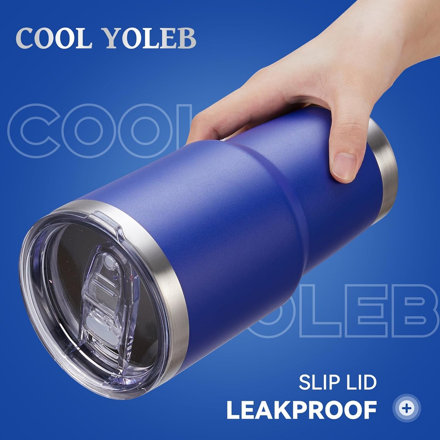 30 oz Tumbler with Lid Stainless Steel Tumblers Vacuum Insulated Cup Reusable Powder Coated Travel Mug Double Wall Leak Proof Portable Cups Keep Cold Drinks for 12 Hours, Blue, 1 Pack