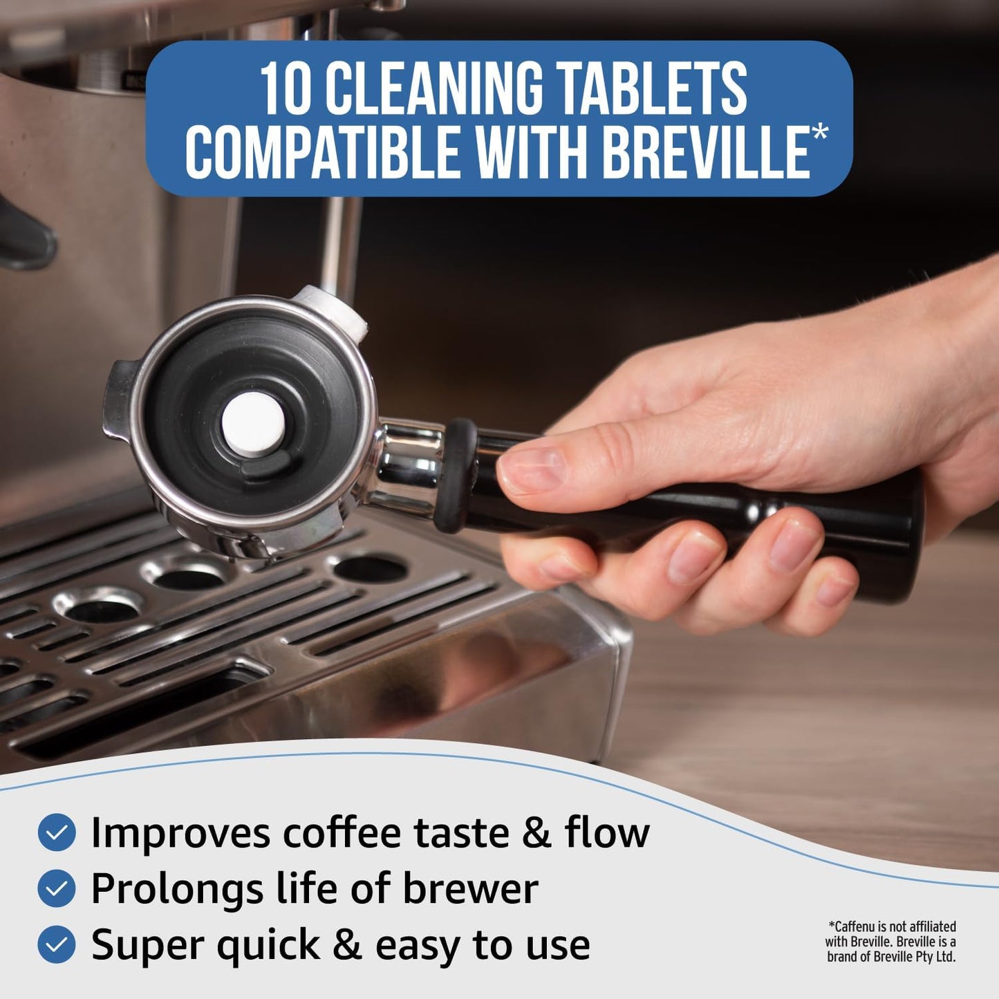 Breville Compatible Cleaning Tablets. 10x 1.4G Espresso Machine Cleaning Tablets. Breville Accessories, Cleans Portafilter & Internal Inaccessible Areas. Coffee Cleaner, All Breville & Sage Machines.