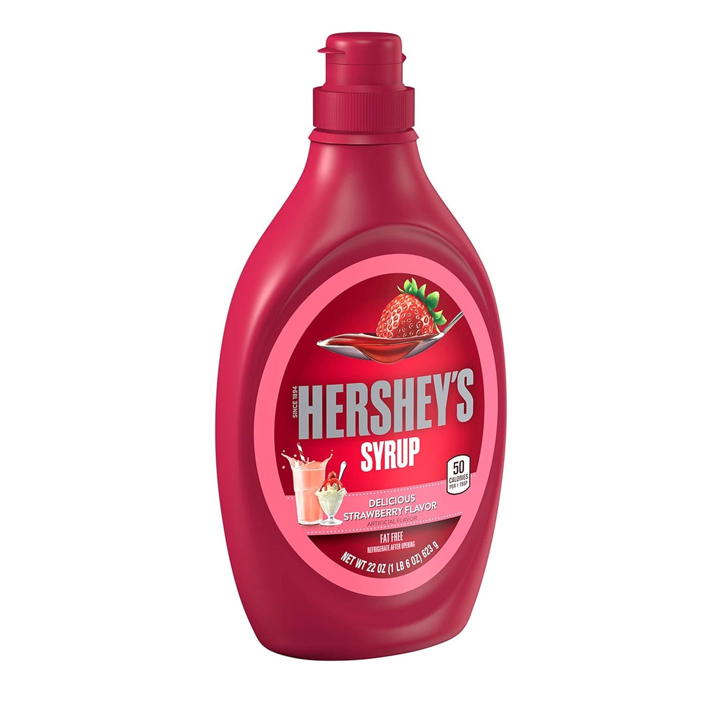 HERSHEY'S Strawberry Flavored Syrup Bottle, 22 oz