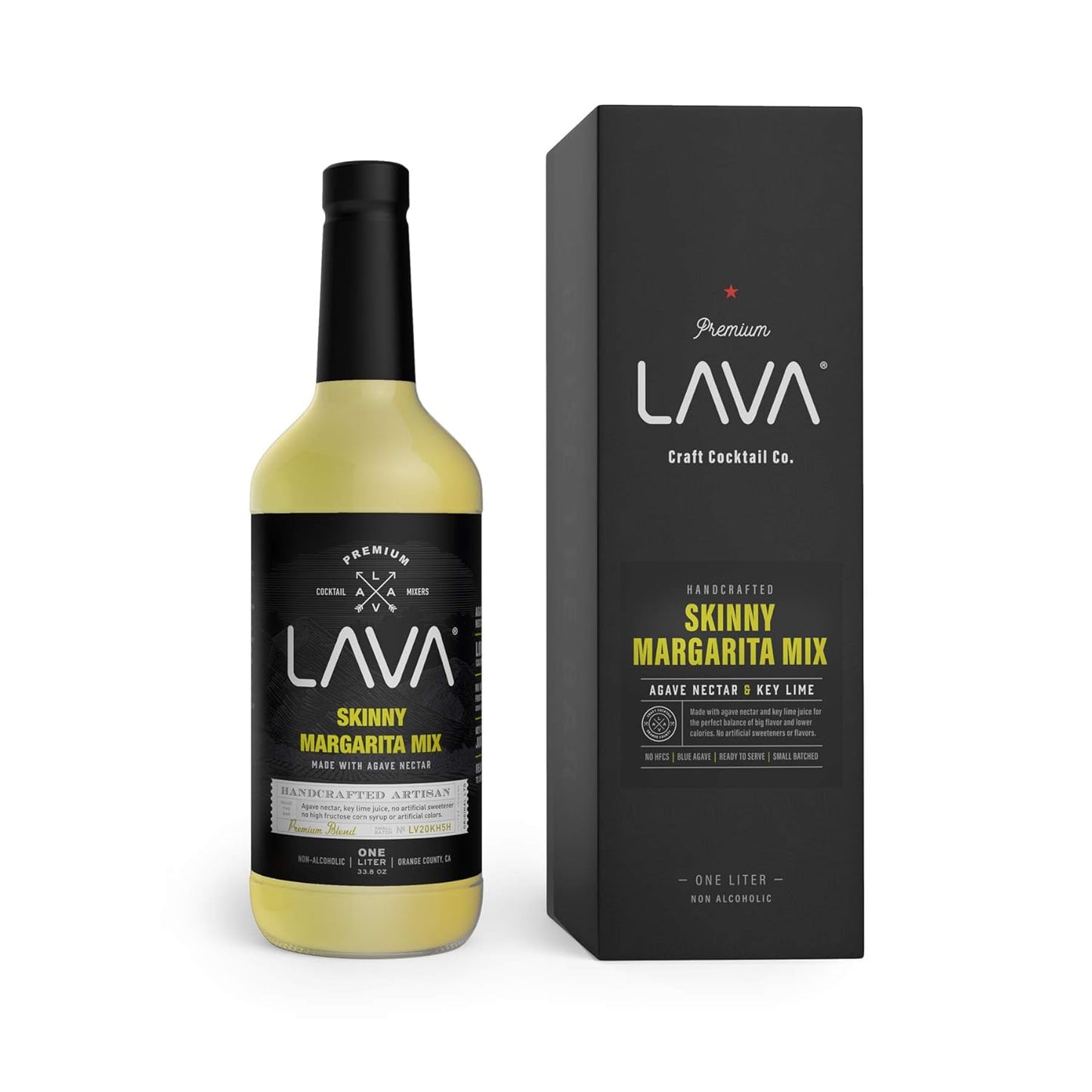 LAVA Premium Skinny Margarita Mix by LAVA Craft Cocktail Co., Low Calorie Margarita Mix Made with Key Lime Juice, Agave, No Artificial Sweeteners, Lots of Flavor and Ready to Use, 1-Liter (33.8oz)