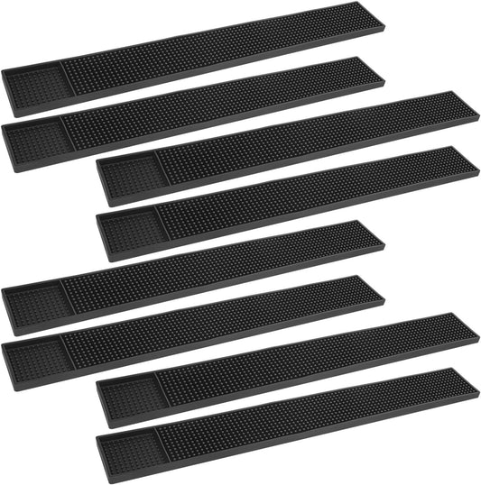 8 Pack Rubber Bar Mats, 24" x 3.15" Black Bar Service Mat, Spill Mat for Countertop, Bartending, Rubber Bar Mats, Efficient and Stylish Solution for Every Bartending Need,by KUKLIPJIM