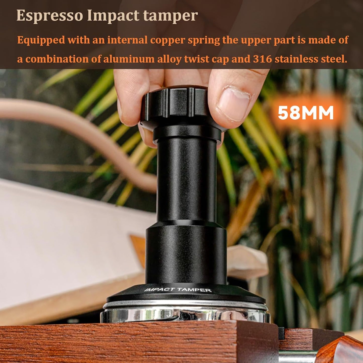58mm Espresso Tamper,Impac Coffee Tool Espresso,Compatible WithE61, Flair 58, ECM etc.Portafilter 58mm,30lb,316 Stainless Steel. (58MM Black)