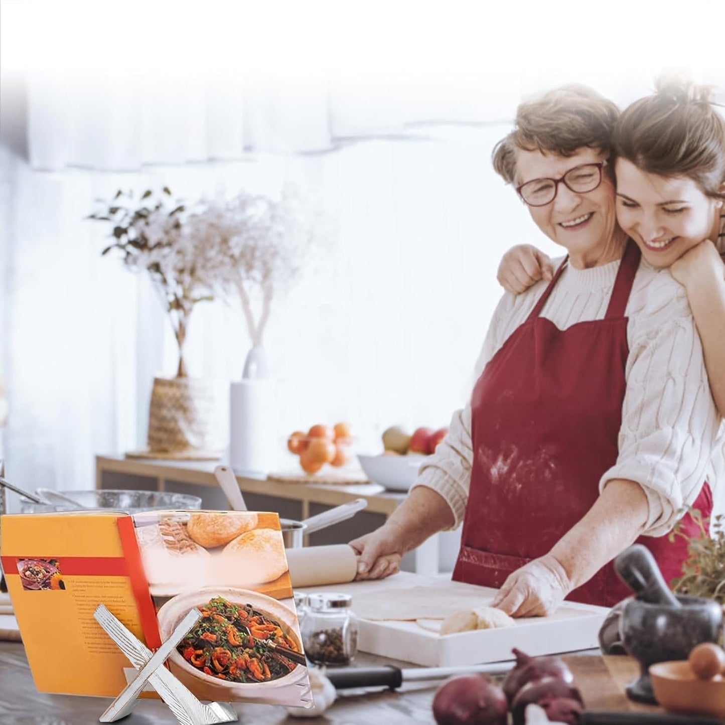 Plate Stand for Display, 6.5 Inch Picture Frame Holder Wooden, for Cook Book Decorative TableTop Art Easels Platter (White)