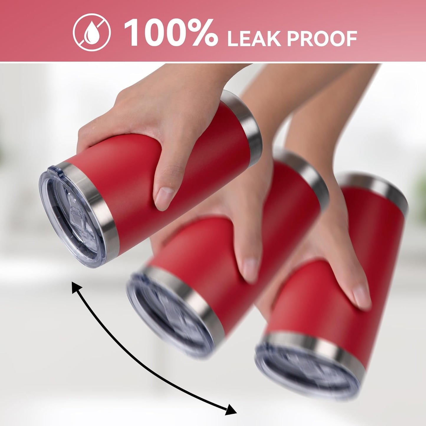 20 oz Tumbler Stainless Steel Tumblers Bulk with Lid Double Wall Insulated Coffee Tumbler Cups for Hot & Cold Drinks Powder Coated Travel Coffee Tumbler Mug Metal (Red, 6 pack)