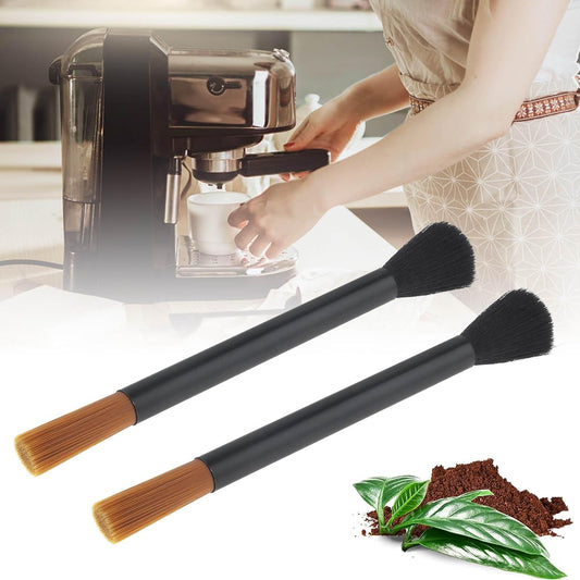 Coffee Machine Cleaning Brushes 2PC, Dusting Bar Espresso Machine Grinder Cleaning Brushes, Two Head Brush Accessories for Bean Grain Coffee Tool Tabletop Simple Barista Home Kitchen Dual Purpose