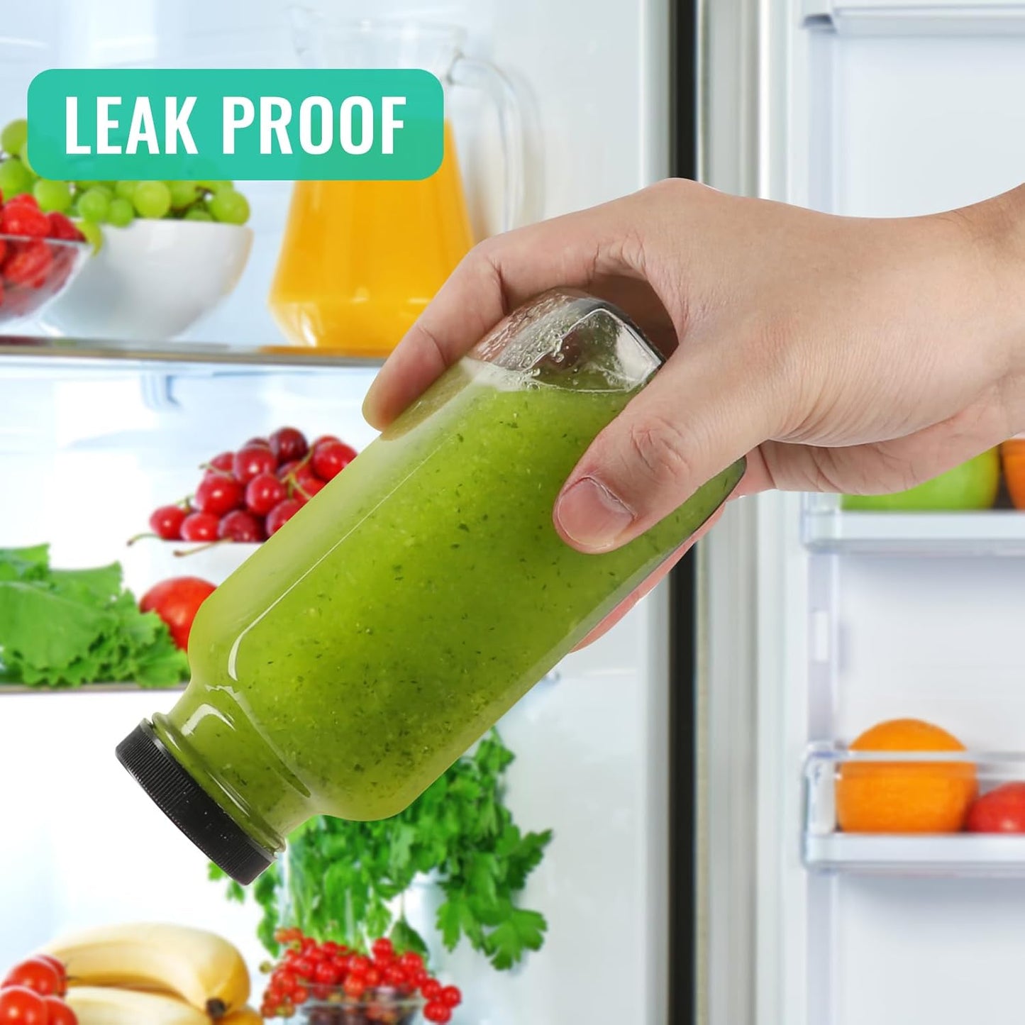 12 oz Glass Juice Bottles with Lids 6 Pack,Reusable Glass Drink Bottles,350ml Water Drinking Jars for Milk,Juicing,Kombucha,Ginger,Beverage Glassware,Juice Drinking Jars