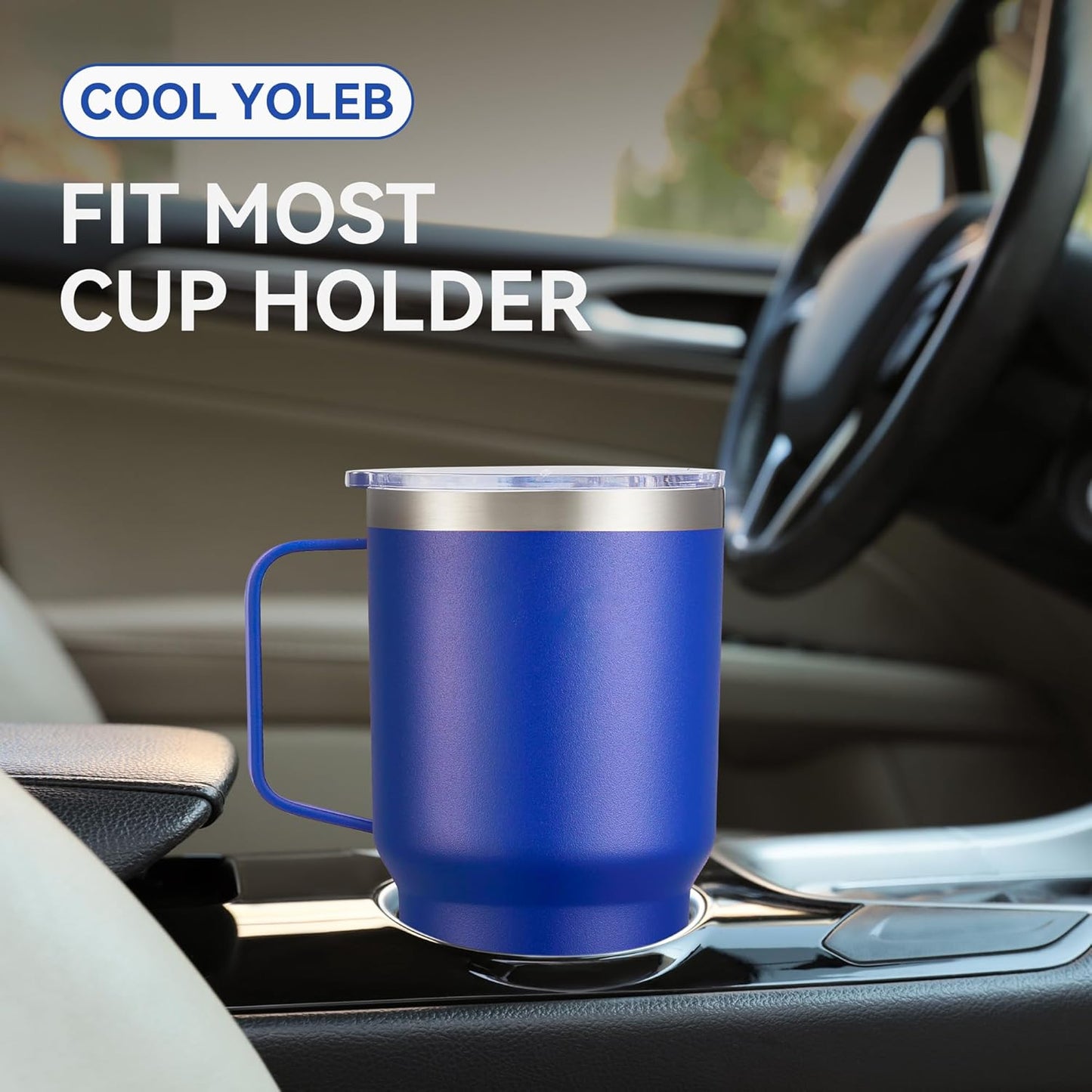 30 oz Tumbler with Handle and Lid, Stainless Steel Tumblers Bulk Double Wall Vacuum Insulated Travel Mug Leak Proof Cup Keep Drinks Cold and Hot Blue, 8 Pack