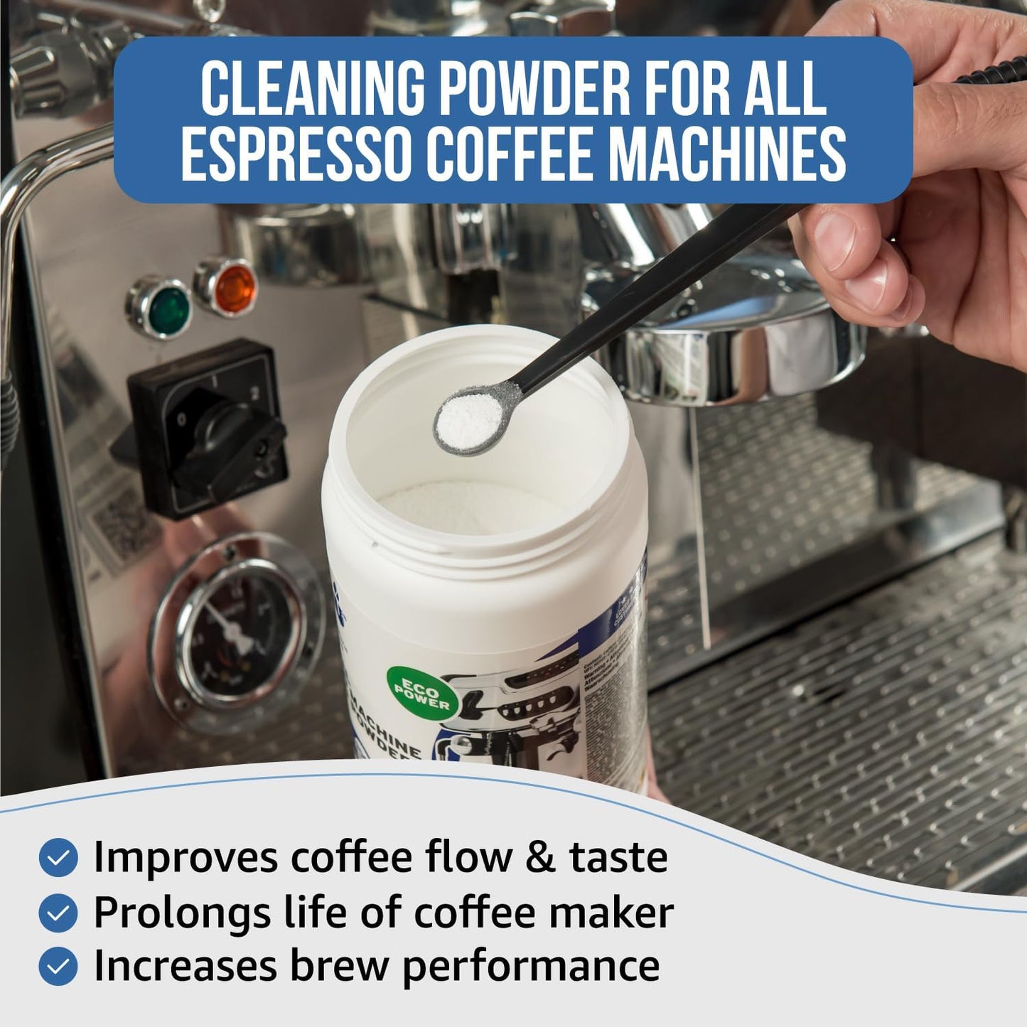 Coffee Machine Cleaner Powder 900G / 31 oz. Essential part of your Barista Accessories. Espresso Machine Cleaner. Coffee Cleaning Powder For Group Head. Use on your Commercial Machine. For Barista Kit