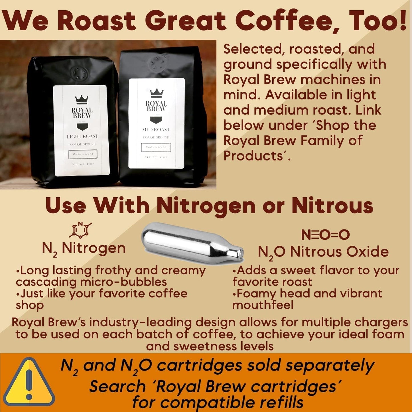 The Original Royal Brew Nitro Cold Brew Coffee Maker - Gift for Coffee Lovers - 128 oz Extra Large Home Keg, Nitrogen Gas System Coffee Dispenser Kit