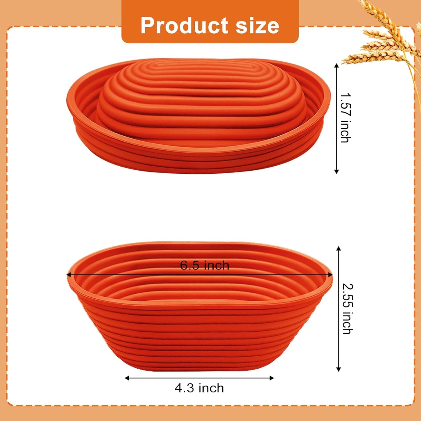 Silicone Banneton, Sourdough Bread Baskets (Set of 5, 6.5 Inch), Mini Oval Proofing Bowls, Bread Making Baking Supplies, Banneton proofing basket for Sourdough Baking