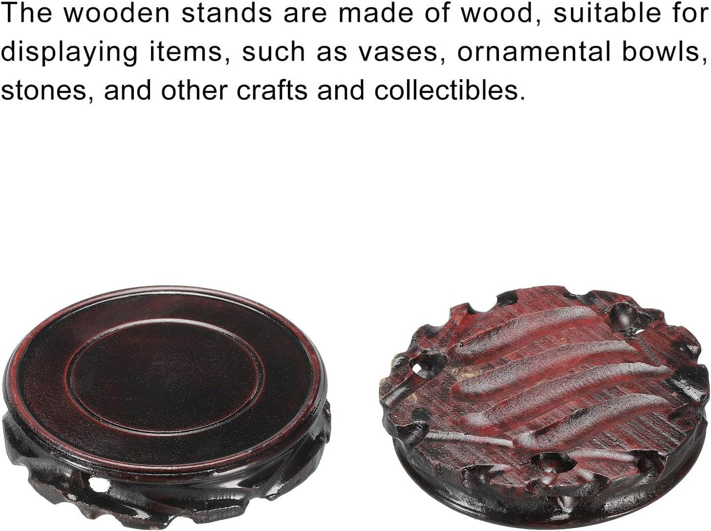 MECCANIXITY Wooden Display Stand Base Stand Holders 110mm/4.33 inch Diameter Black for Vase Bonsai Stone Furniture Stable Home Decoration Pack of 2