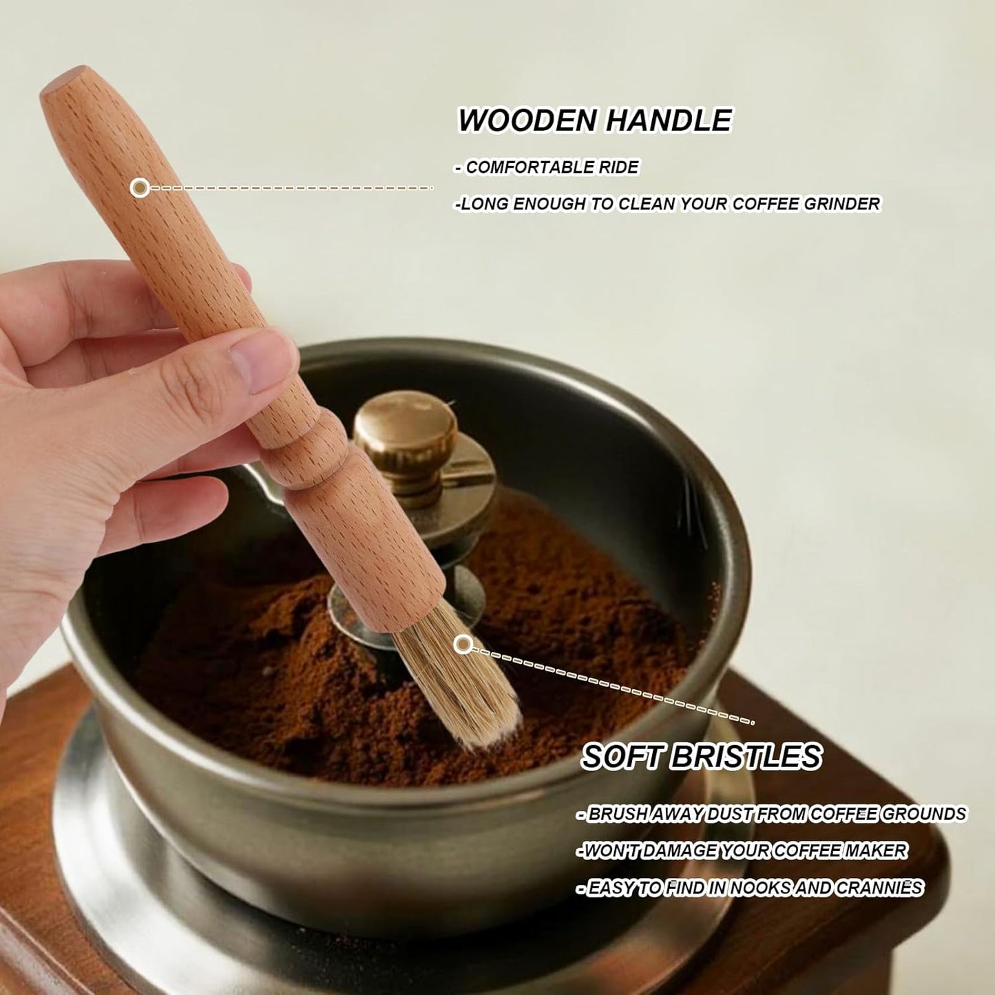 4pcs Coffee Machine Cleaning Brush, Professional Espresso Cleaning Brush Wooden Handle Boar Bristle Scrub Set Suitable for Coffee Machine Washing