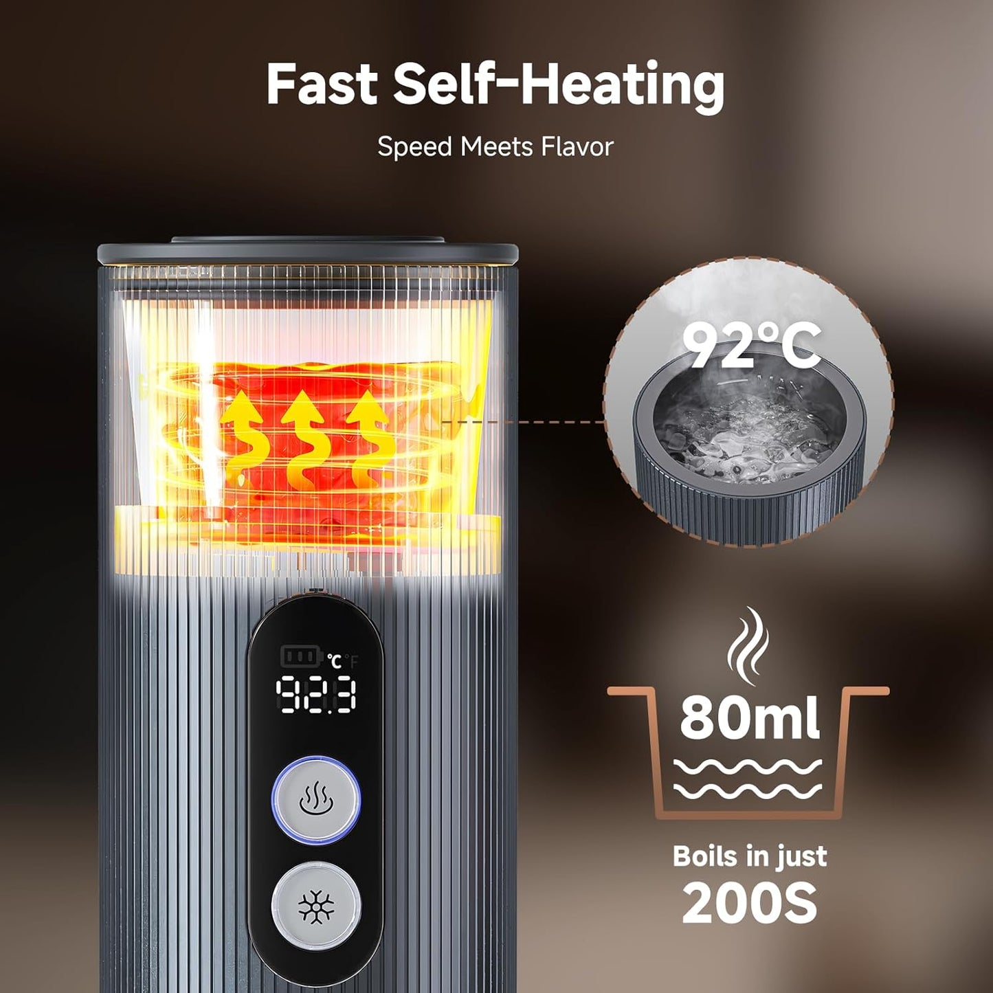 AMZCHEF Portable Espresso Machine w/ 9000mAh Battery & USB-C, 2-in-1 Travel Coffee Maker for Ground/NS Capsules, Car Coffee Machine Self-Heating for Camping, RV, Hiking, Office, Aluminum