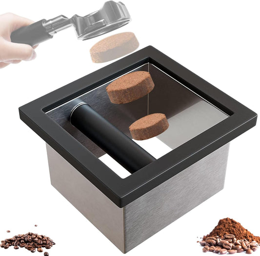 Bottomless Knock Box Espresso, Embedded Coffee Knock Box, Stainless Steel Countertop Espresso Grounds Container for Commercial Cafes Restaurants Home (5.44 x 5.91”)