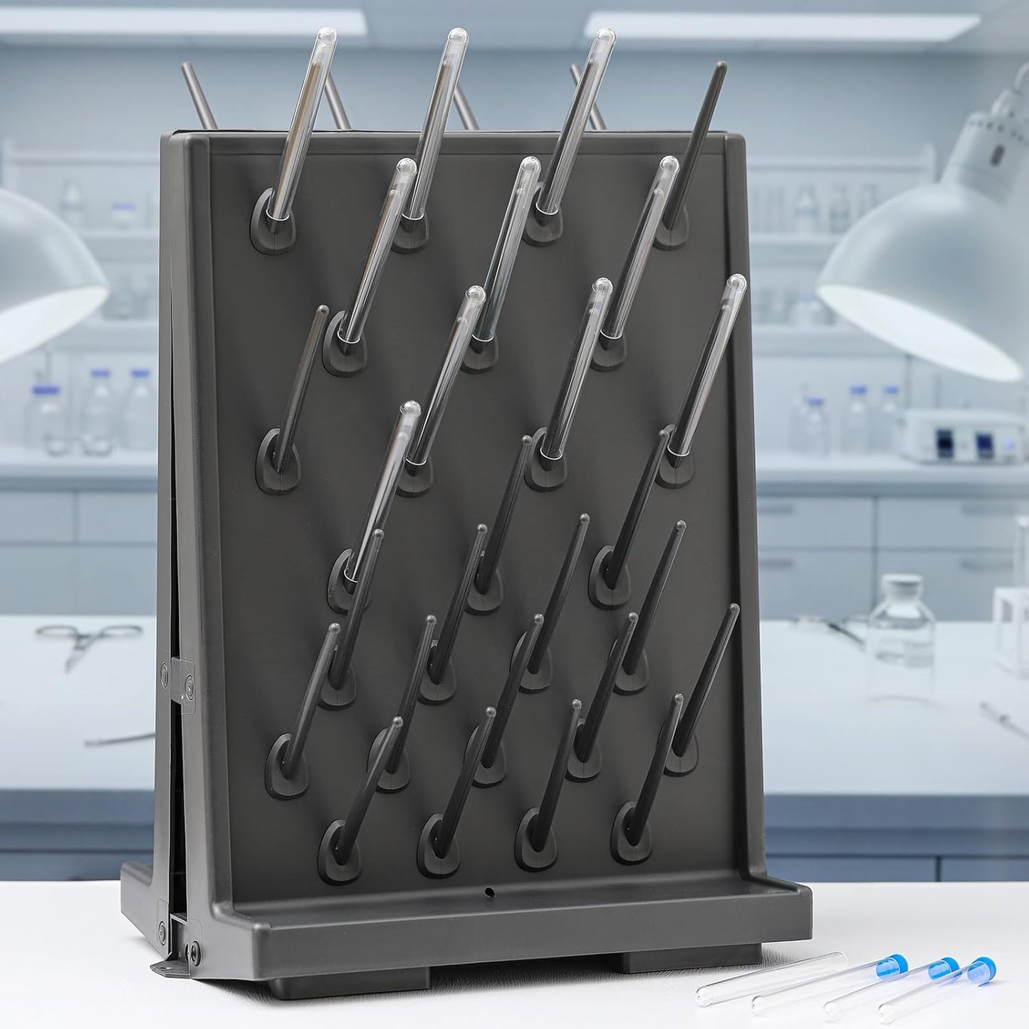 54 Pegs Lab Drying Racks Double Sided Pegboard Bench-top Wall-Mount Laboratory Glassware Detachable PP Test Tube Drying Draining Rack Cleaning Equipment