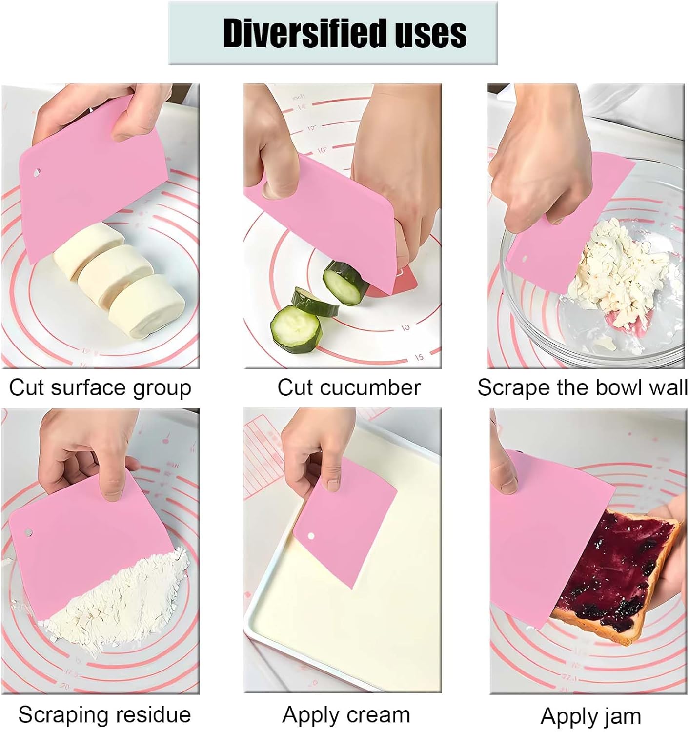 Dough Scraper Plastic Bench Scraper, Dough Scraper Tool Dough Cutter, Flexible Bench Scraper for Making Bread Pizza