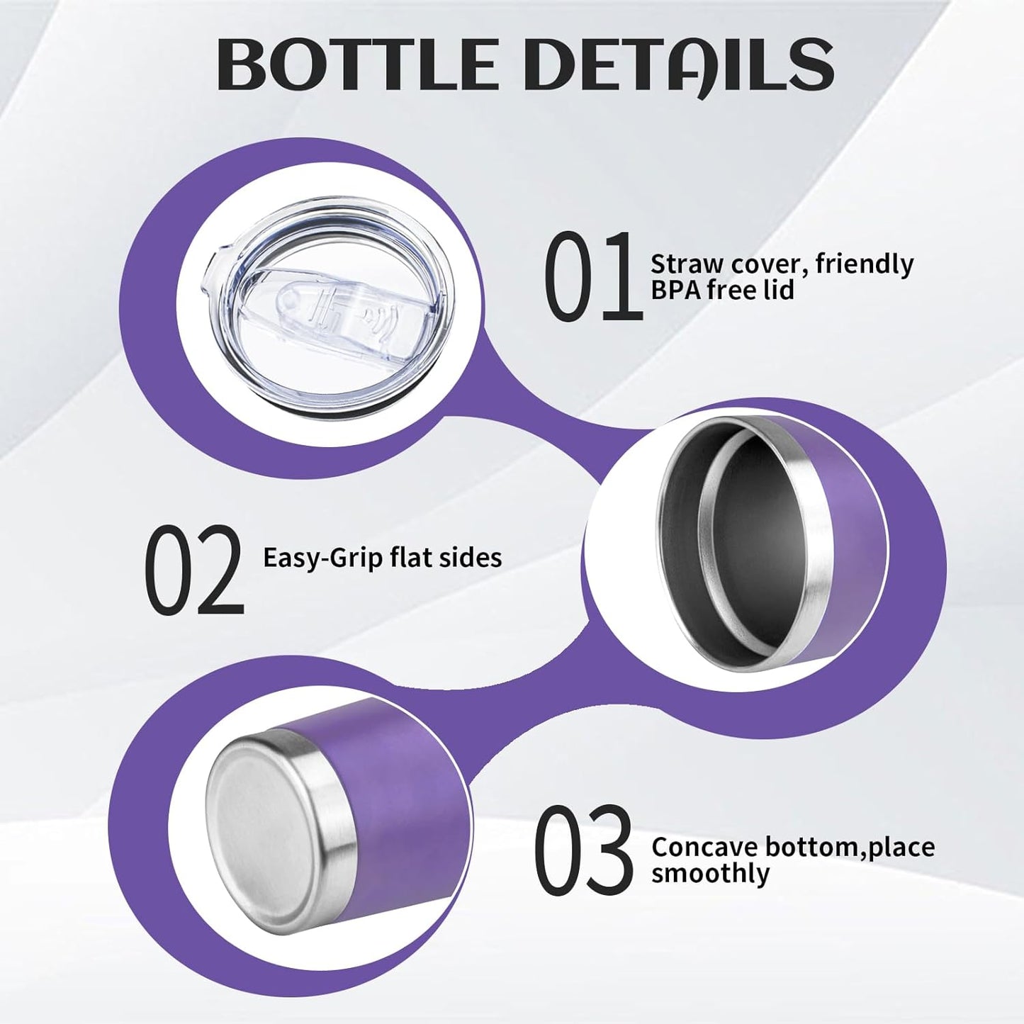 20oz Tumbler Bulk with Lid and Straw, Stainless Steel Double Wall Vacuum Insulated Travel Mug, Powder Coated Coffee Cups for Hot and Cold Drinks,Funny Gifts for Women Men(Purple,1)