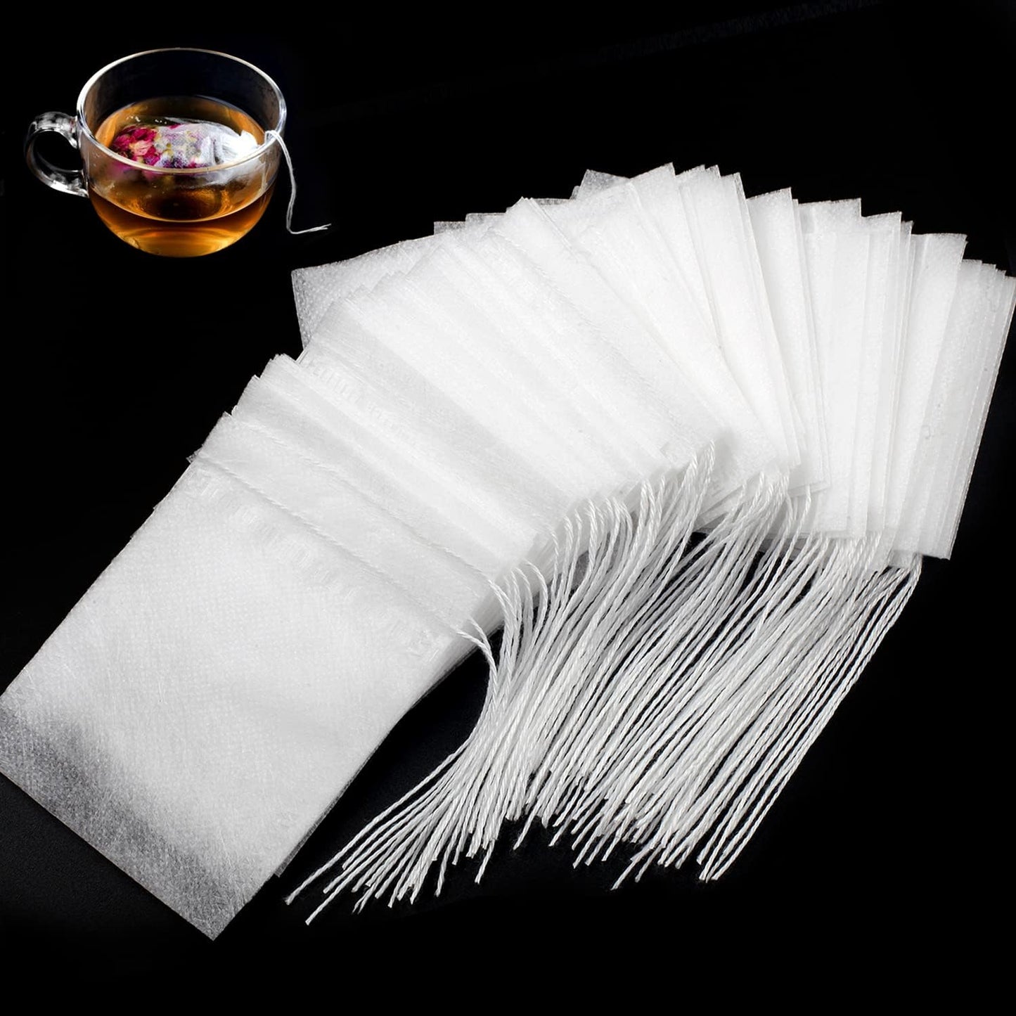 400pcs Disposable Tea Bags for Loose Leaf Tea, Biodegradable Tea Filter Bags with Drawstring, Corn Fiber Empty Tea Bags for Loose Leaf Tea