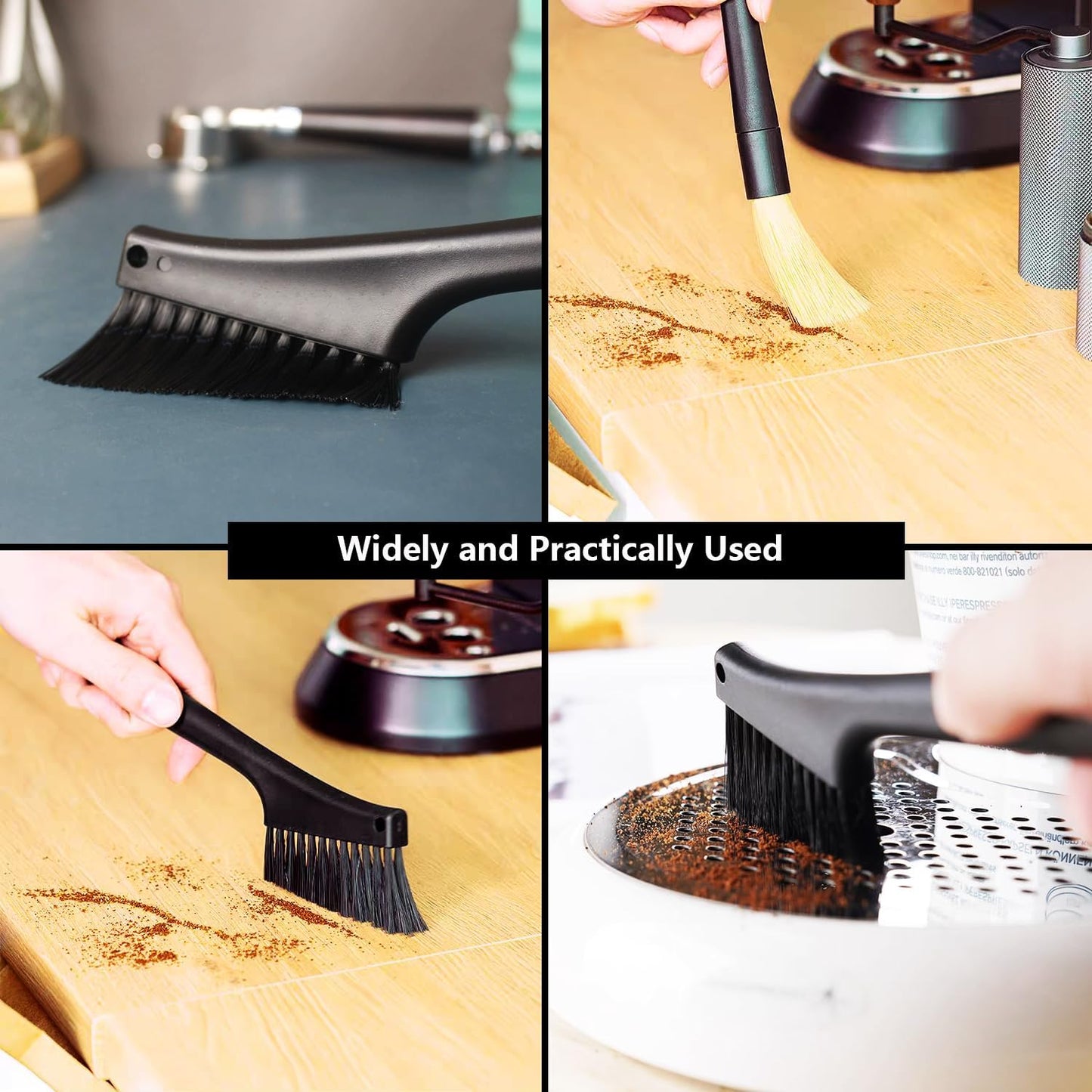 Espresso Coffee Machine Cleaning Brush Kit with Portafilter Cleaning Disc (Dual Head Brush with Rocket air Blower)