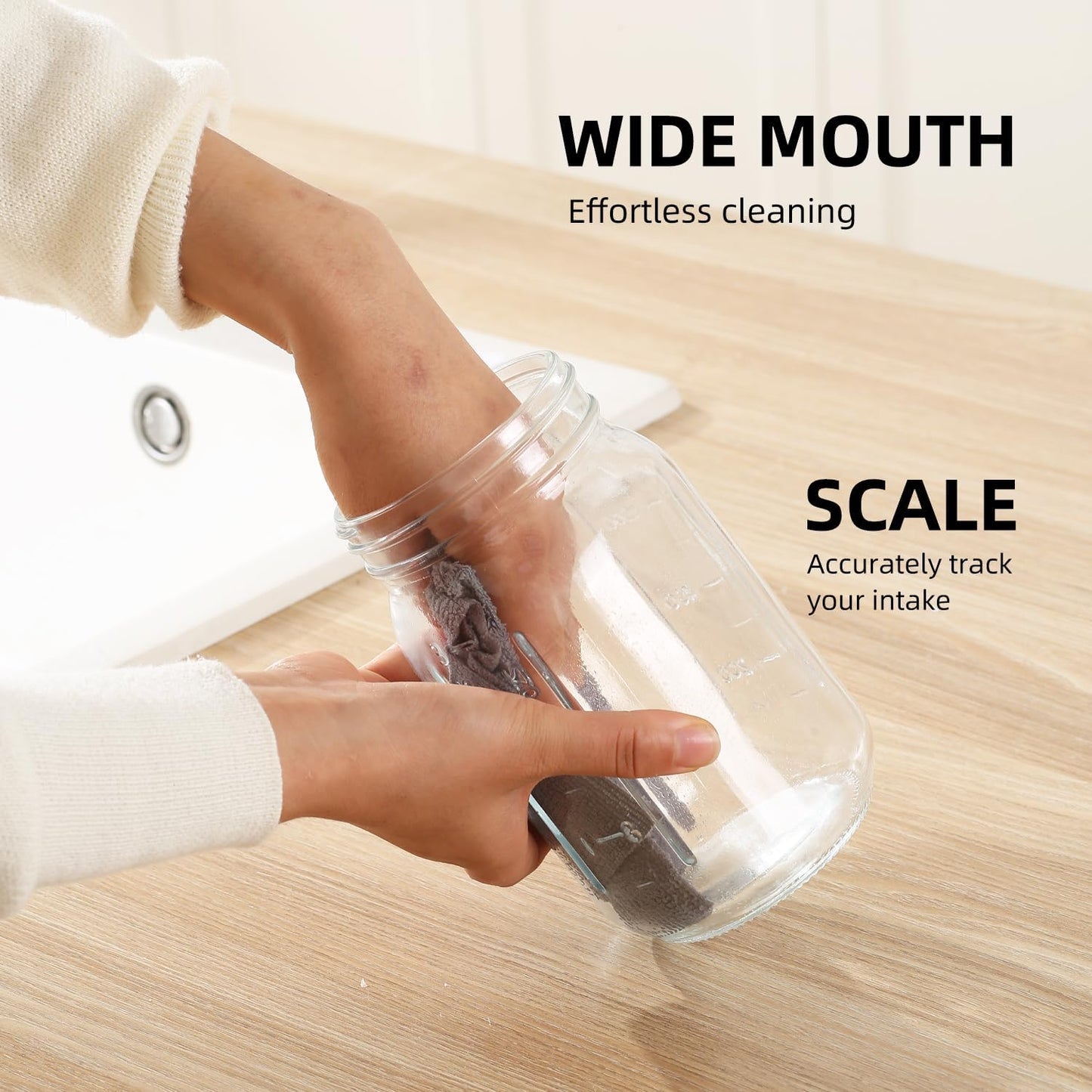 Glass Mason Jar Pitcher with Pour Spout Handle Lid, Breast Milk Pitcher Jug for Ice Tea, Cold Brew Coffee, Fridge Water, Juices, Leak Proof Storage Container