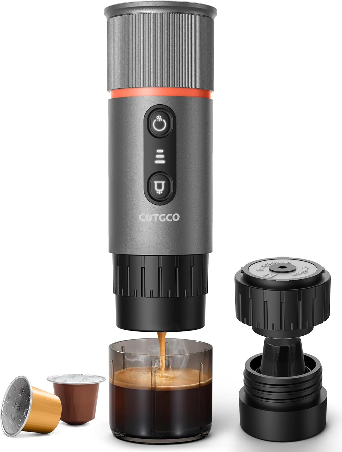 Portable Espresso Coffee Maker, Travel Coffee Maker for Camping, 20 Bar Self‑Heating Rechargeable with USB-C, with NS Capsule for Car/Travel/Camping