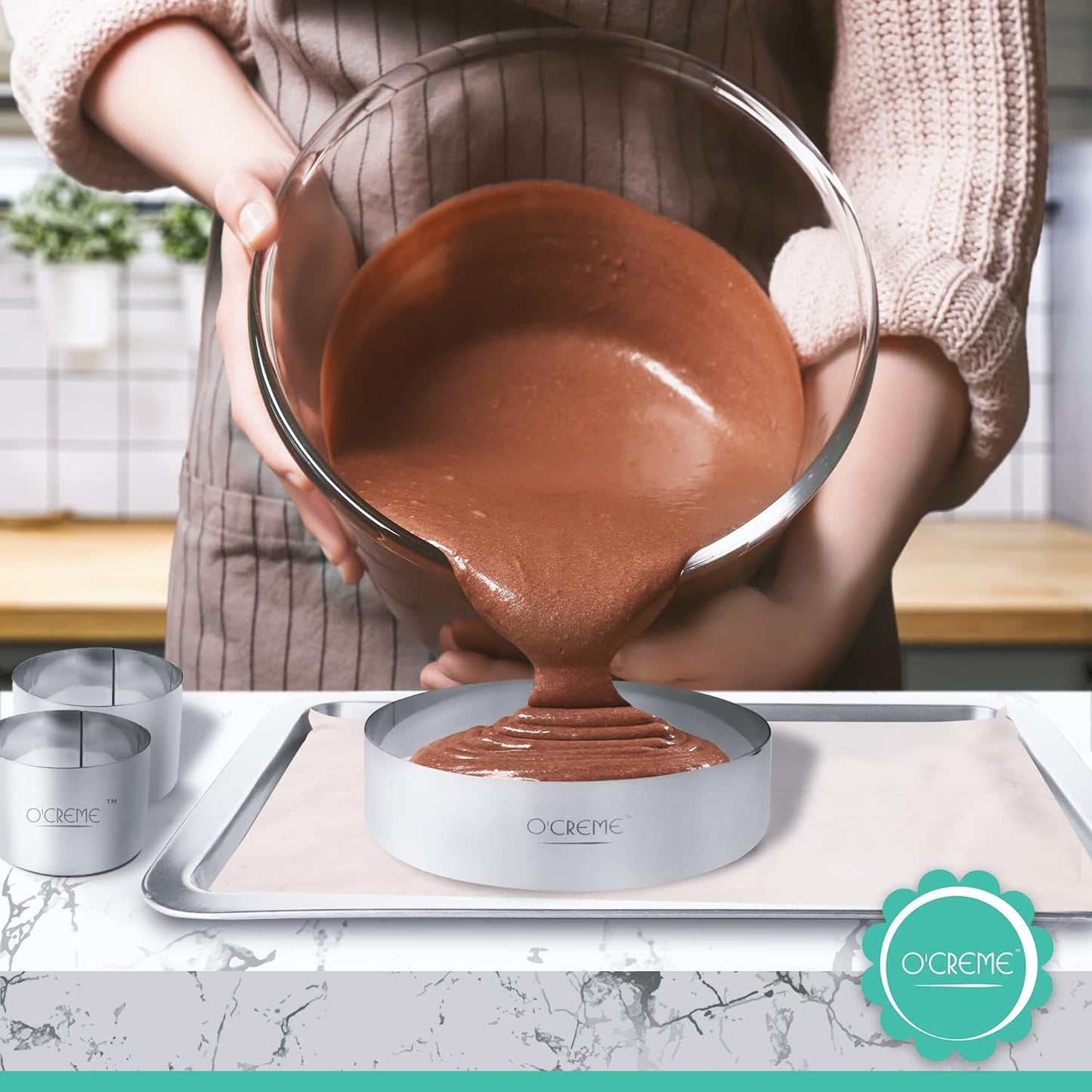 O'Creme Cake Ring Sturdy Stainless Steel Round Mousse Cake Ring Mold for Baking, Dessert Cake Decorating Pastry Rings 2-3/4 Inch Diameter x 2 Inch High