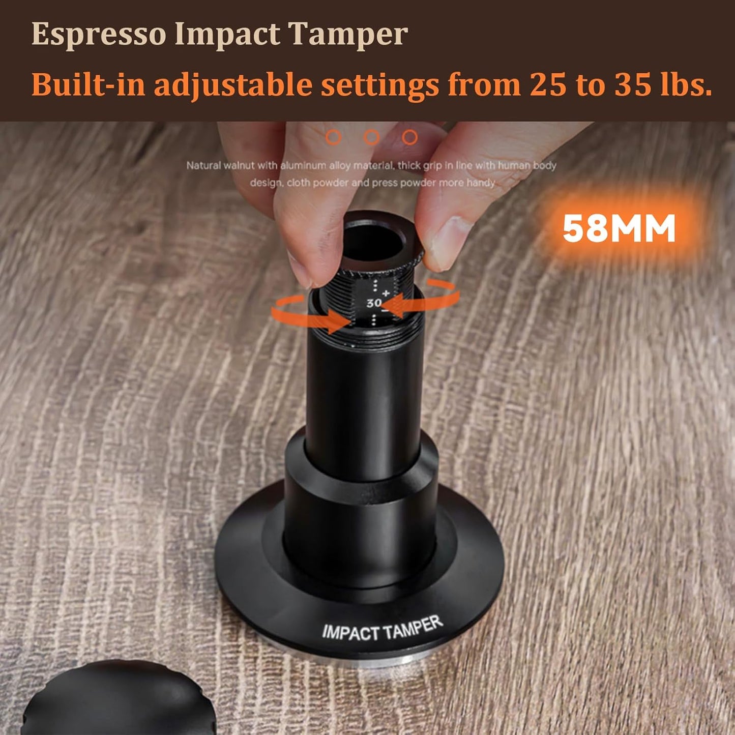 58mm Espresso Tamper,Impac Coffee Tool Espresso,Compatible WithE61, Flair 58, ECM etc.Portafilter 58mm,30lb,316 Stainless Steel. (58MM Black)
