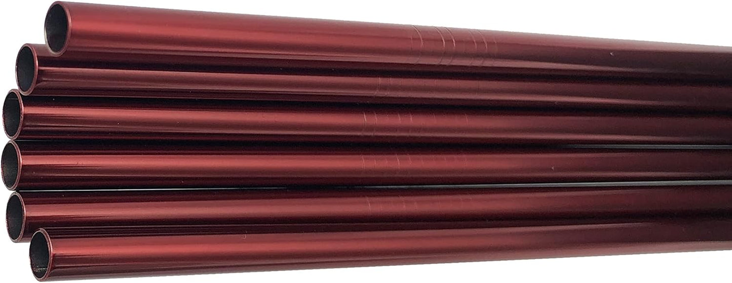 10 Pcs Stainless Steel Straws, Reusable Drinking Straws, Straight Metal Straw Sets with 2 Pcs Cleaning Brushes (10.5 Inch, Red)