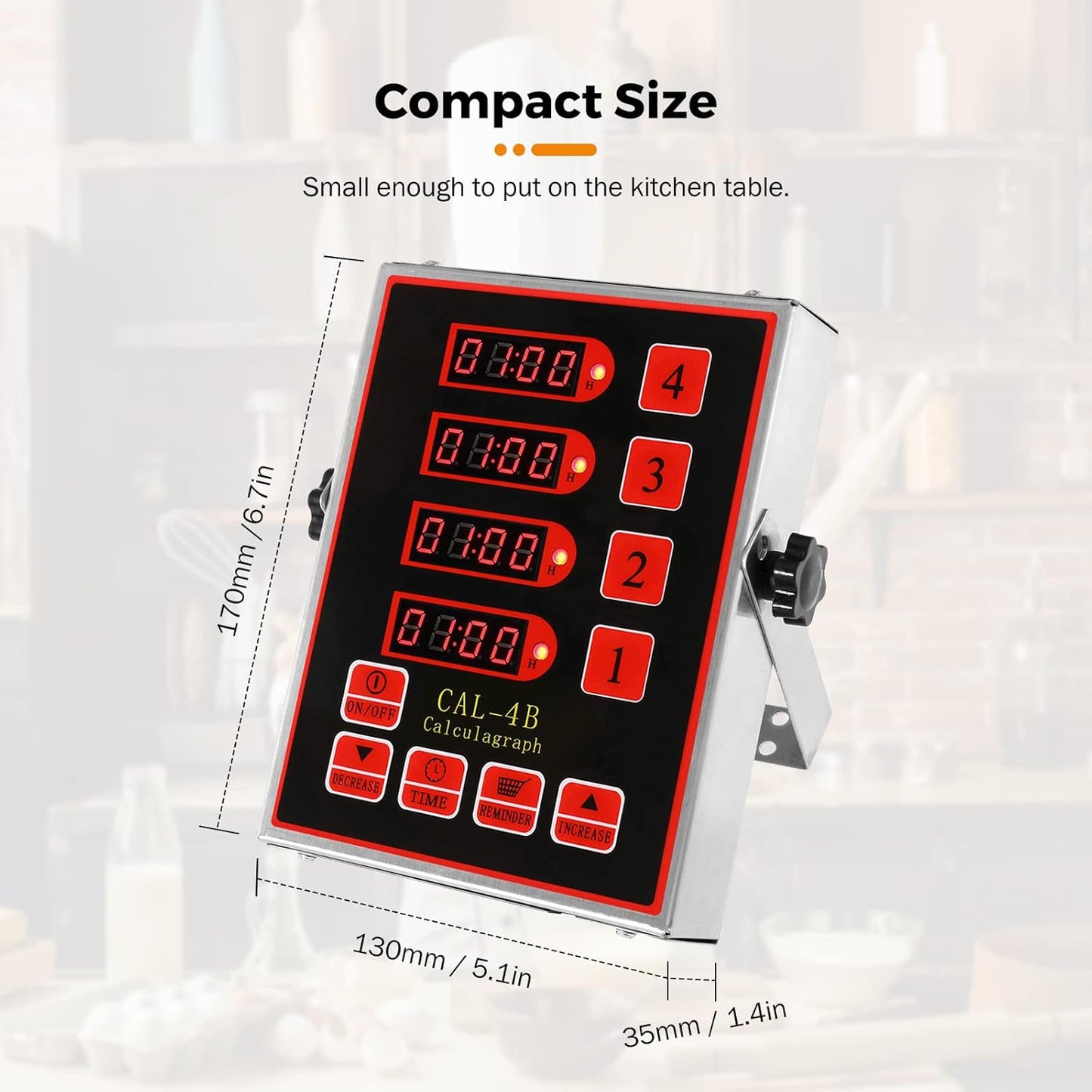 BEAMNOVA 4 Channel Digital Kitchen Timer Cooking Loud Alarm Stainless Steel Clock Hours and Minutes Seconds Volume Control Electronic Calculator