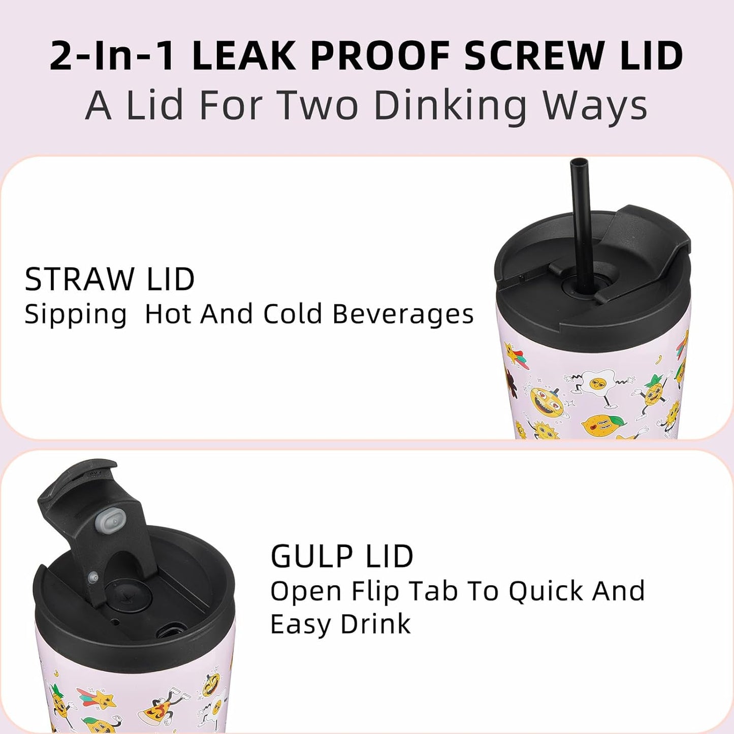 BJPKPK 22oz Tumbler With lid And Straw Stainless Steel Travel Coffee Mug Insulated Tumblers Cups,Hawaii Fruits Purple