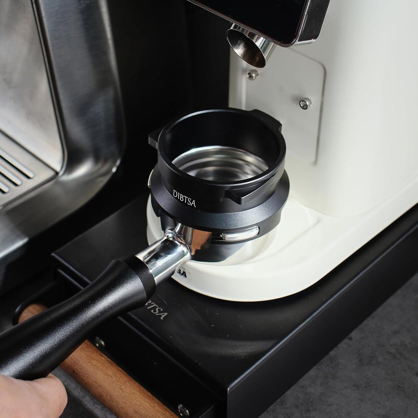 Espresso Dosing Funnel Compatible with Barsetto, Calphalon Temp IQ 58mm Portafilter, Aluminum Alloy, Black