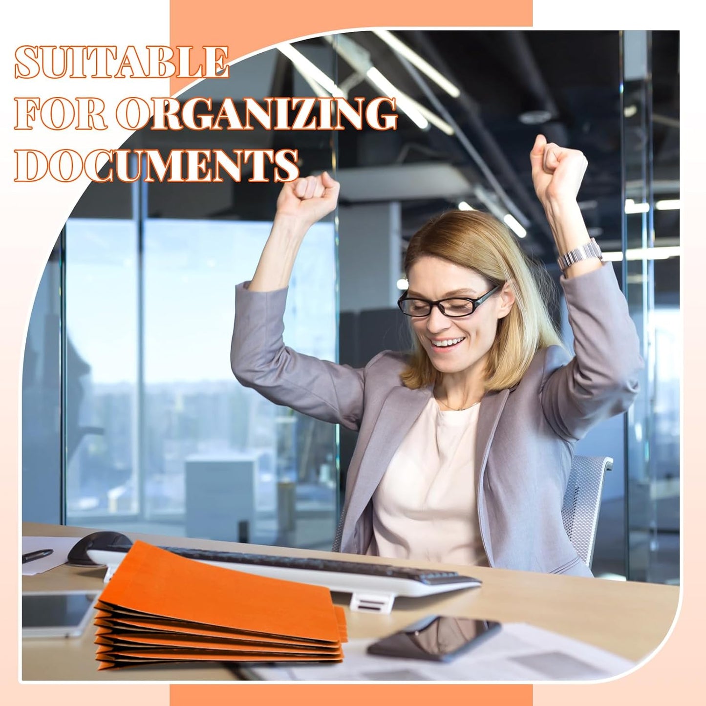 12 Pcs Classification Folders Letter Size, Back to School Supply for Teacher, Student, 3 Dividers Pressboard File Folder Bulk with 2 Fasteners, 3.5 Inch Expanding File Organizer (Orange)