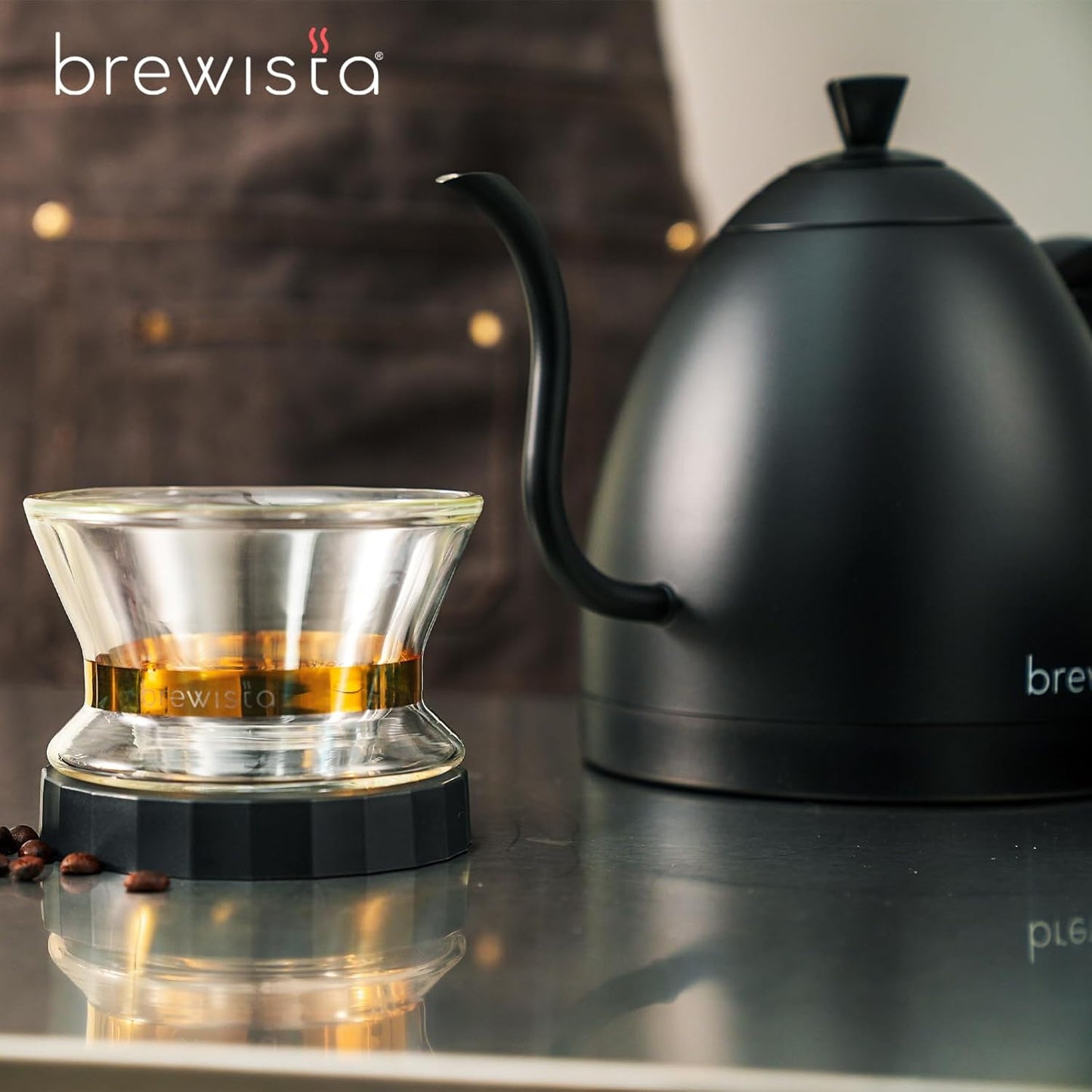 Brewista Artisan Electric Gooseneck Kettle, Water Boiler with LCD Panel, Precise Temperature Control, Fast Boiling and Keep Warm Settings for Pour-Over Coffee & Tea, Café, 1 Liter (All Black)