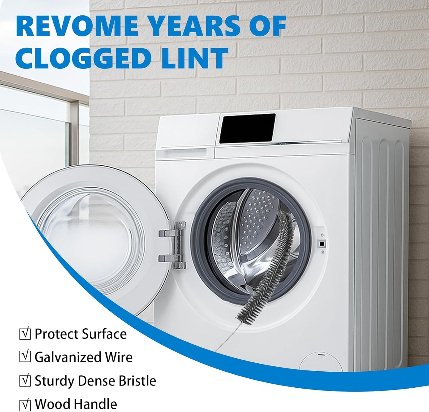 Dryer Lint Brush Vent Cleaner Lint Trap Cleaning Tool Dryer Vent Brush Long Flexible with Wood Handle 27.95Inches Medium Size for Dryer Vent Cleaning DIY Enthusiasts Homeowners (1, PCS)