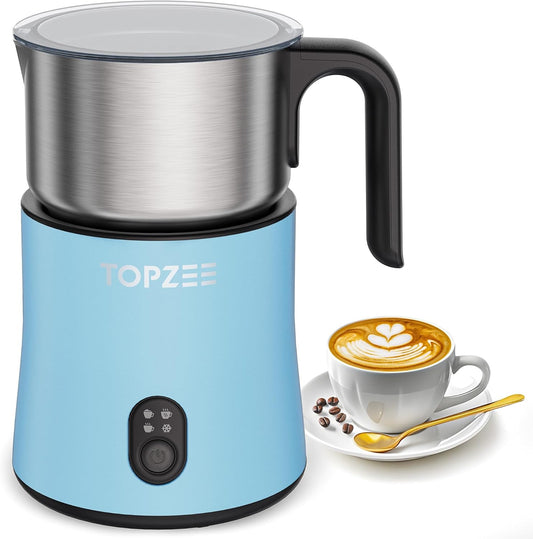 Milk Frother and Steamer Electric, 16.9oz/500ml Electric Milk Frother, 4 in 1 Automatic Hot and Cold Foam & Hot Chocolate Maker, Light Blue