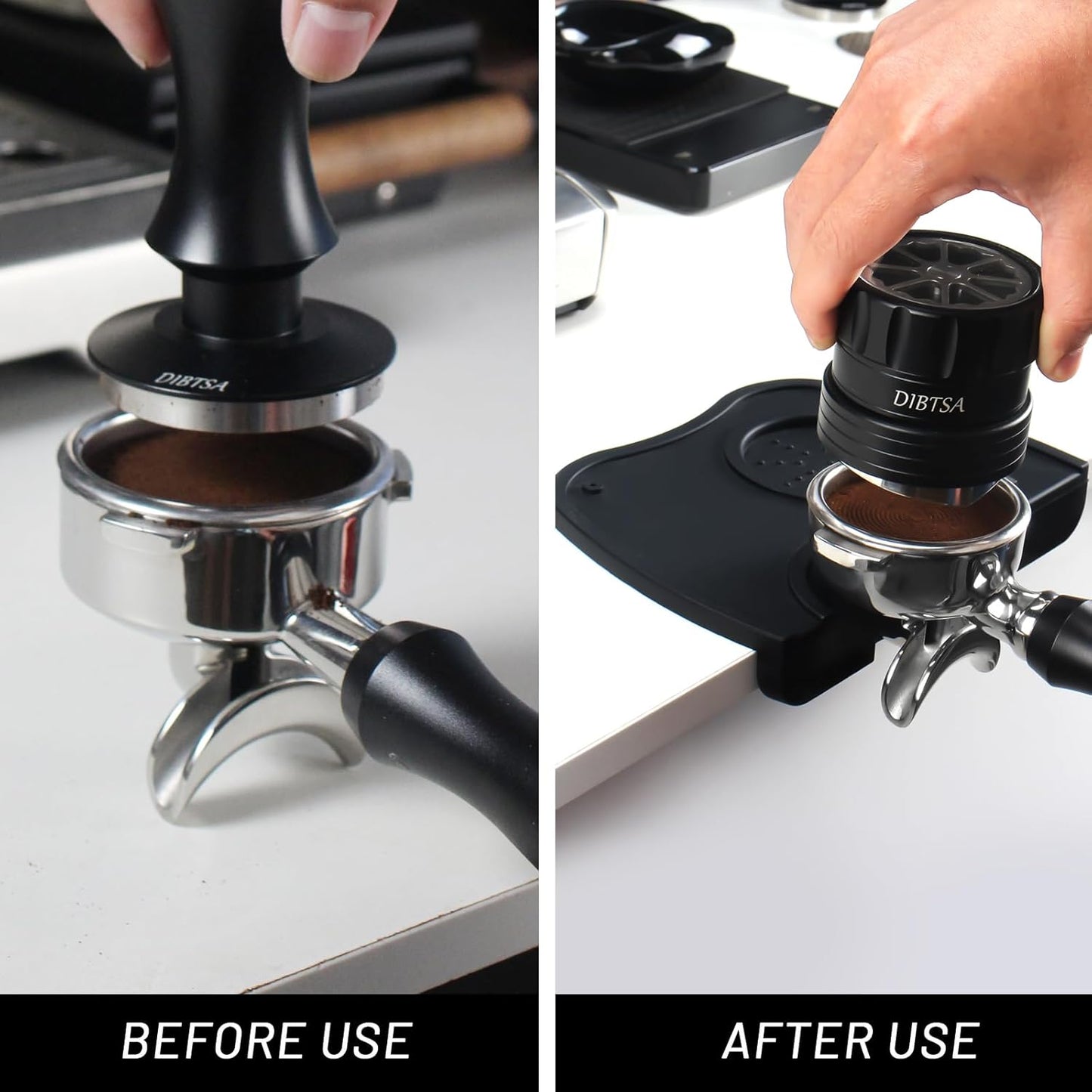 Espresso Tamping Mat, Silicone Coffee Tamper Mat with Corner Edge Tamp Support Station for Countertop, Barista Tools, Espresso Accessories, Medium, Black