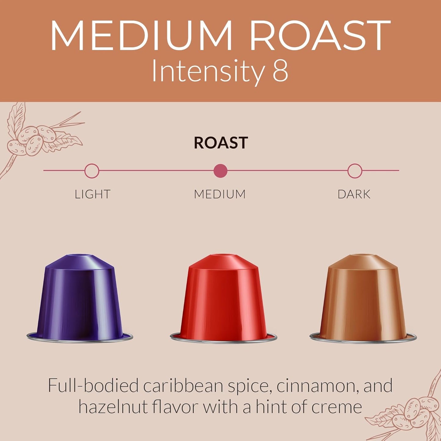 Camilla’s Heritage - Intensity 8 Flavored Espresso Coffee Spiced Variety Pack (Caribbean Spice, Cinnamon & Hazelnut Espresso Cups) 60 Coffee Pods