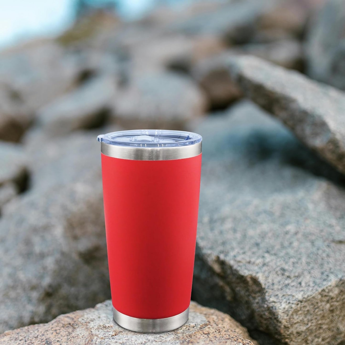 20oz Tumbler Bulk Stainless Steel Tumblers with Lid Vacuum Insulated Double Wall Travel Coffee Mug Powder Coated Tumbler Cup for Hot and Cold Drinks(Red, 12 pack)