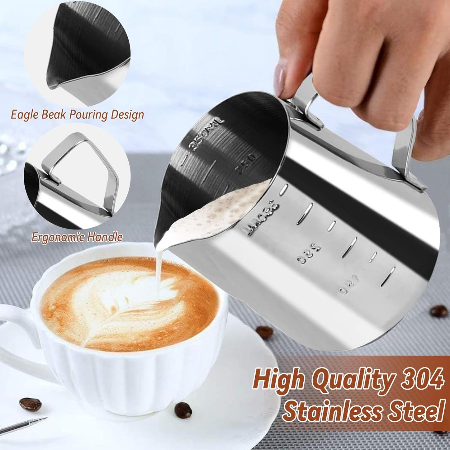 53mm Espresso Tamper Set, 22Pcs Espresso Accessories Kit, Spring Loaded Calibrated Espresso Tamper with WDT Tool, Tamper Mat, Coffee Stirrer, Frothing Pitcher, Latte Art Pen and 16 Decorative Stencils