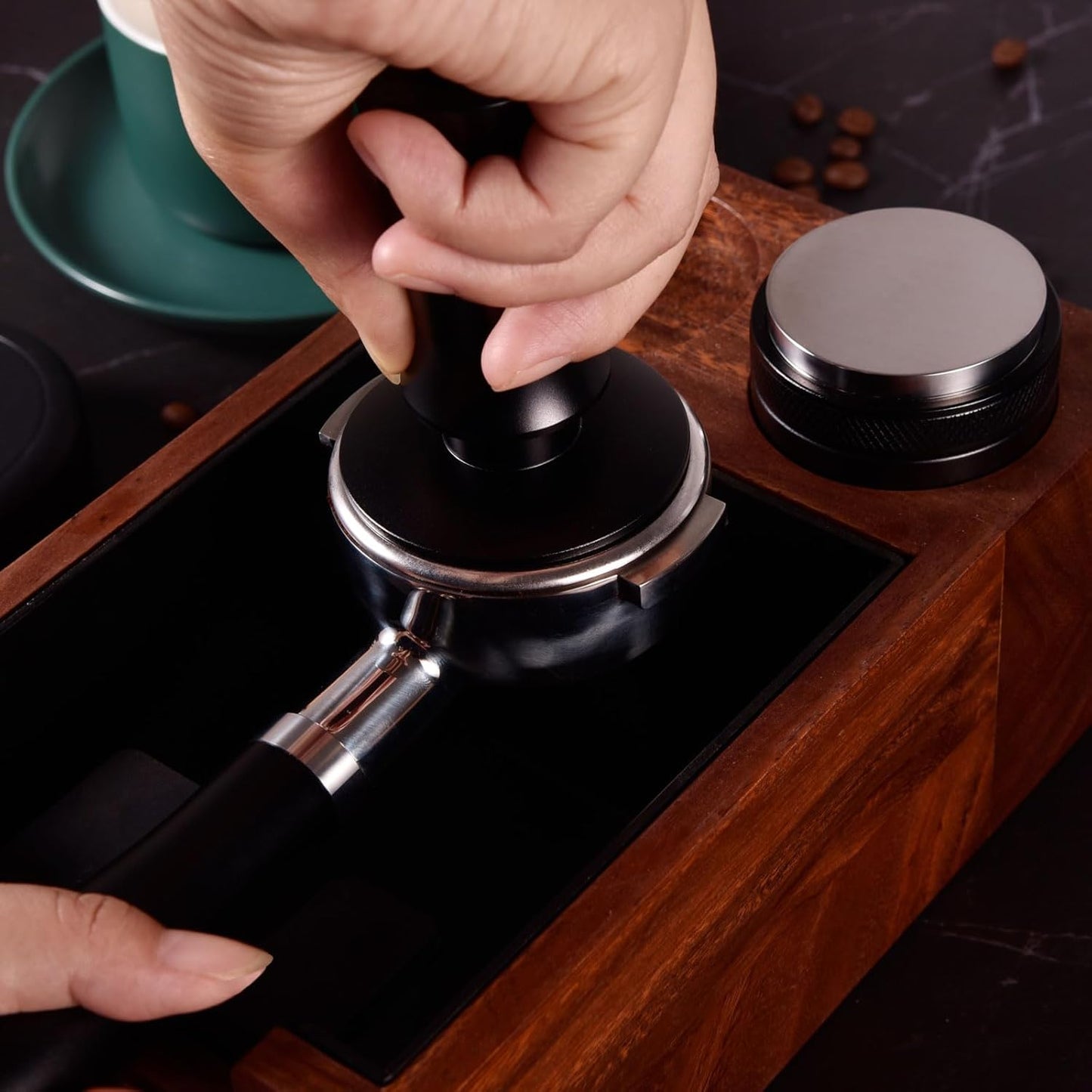 53.3mm Espresso Hand Tamper, MATOW Calibrated Spring Loaded Coffee Tamper with Stainless Steel Flat Base, 30lbs Espresso Tamper with Anodized Aluminum Handle Compatible with Breville 54mm Portafilter