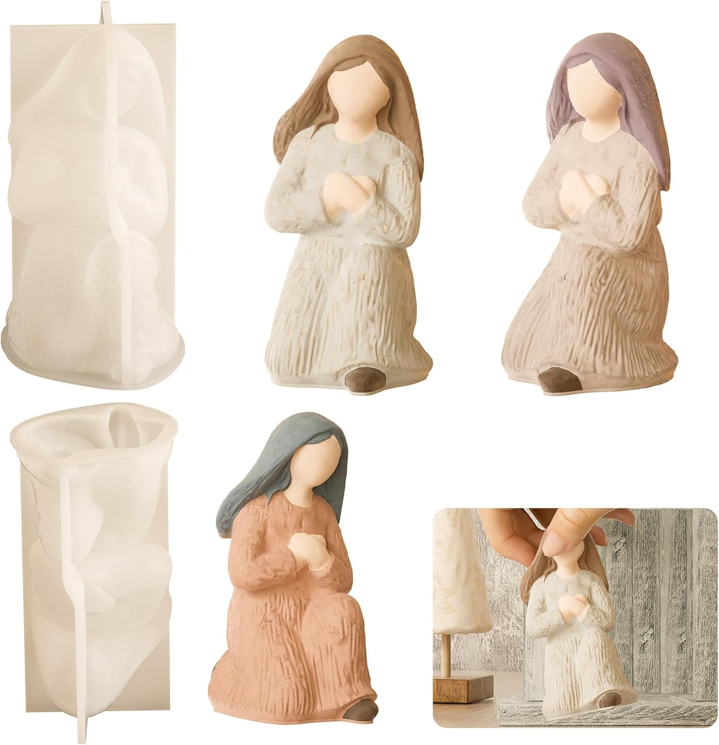 Angel Nativity Scene Molds - Jesus, Maria, Angel & Nativity Designs - Resin Casting & Silicone Molds for Candle Making & Home Decor Wave Candle Mold
