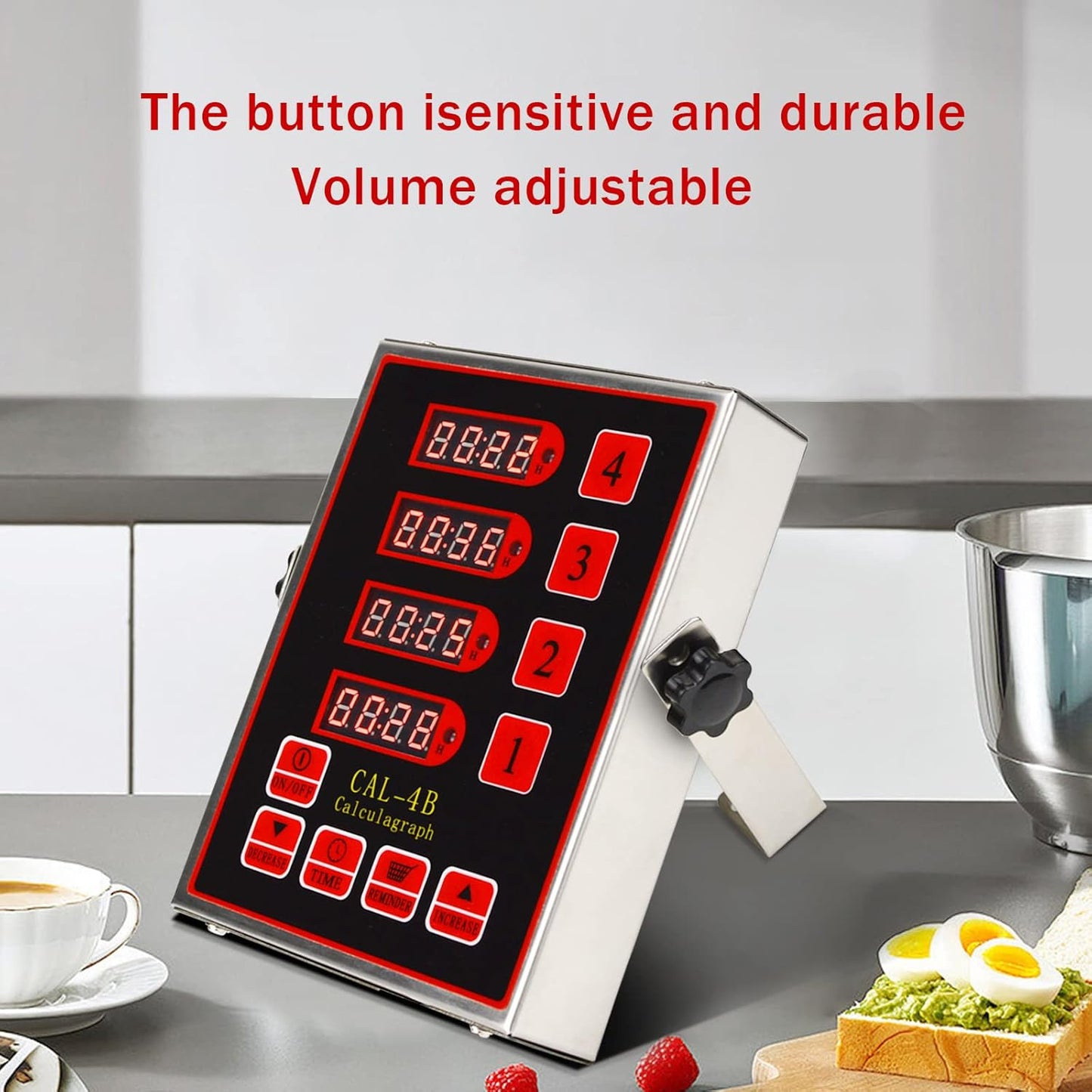 Commercial 4 Channel Kitchen Timers Digital Restaurant Timer Professional Multi Loud Alarm Adjustable Cooking Reminder