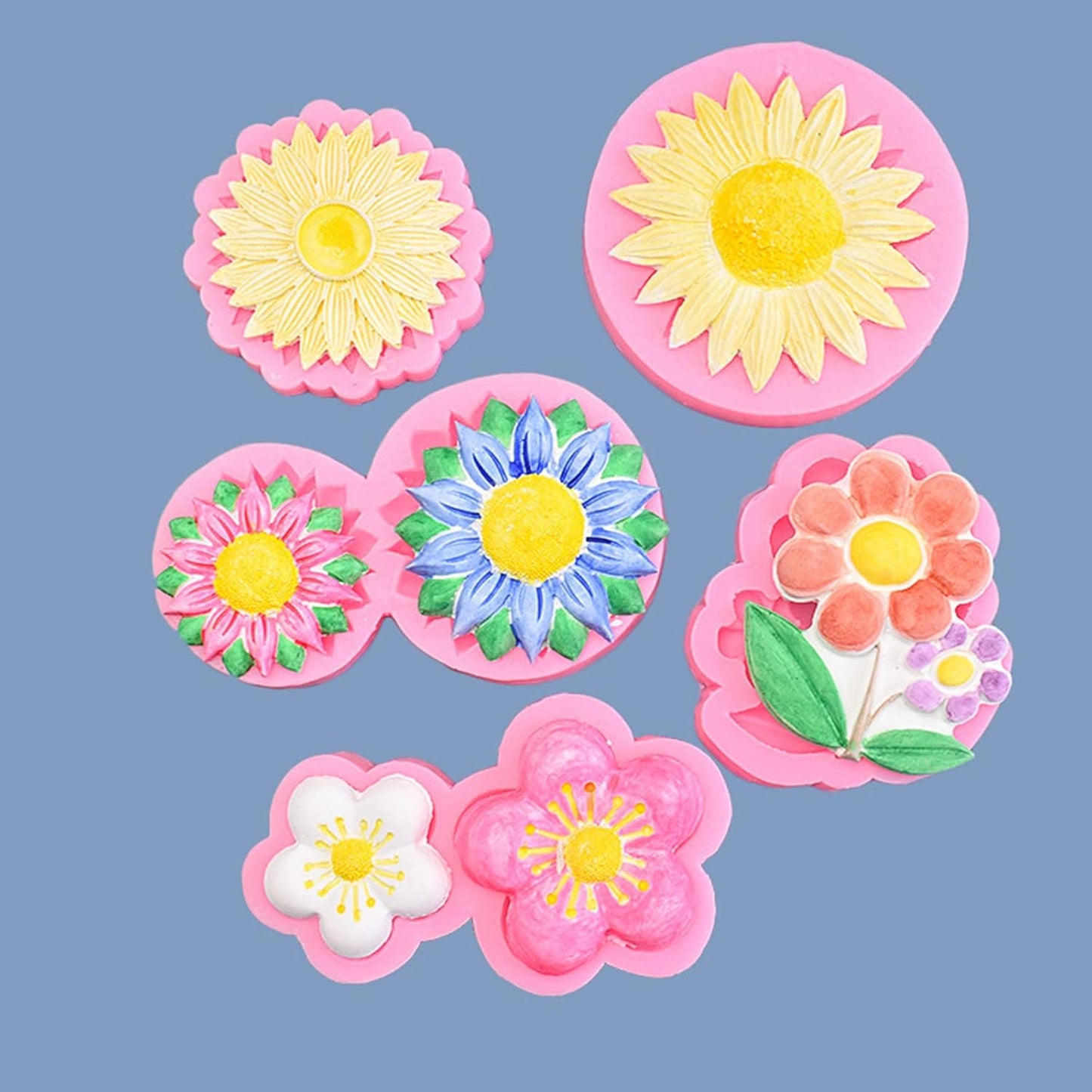 9 Pcs Flowers Fondant Molds,Flower Silicone Mold for Cupcake Dessert Chocolate Jelly Cookie Decor, Jewelry, Pastry, Chocolate,Handmade Soap Mould Candy Making(Pink)