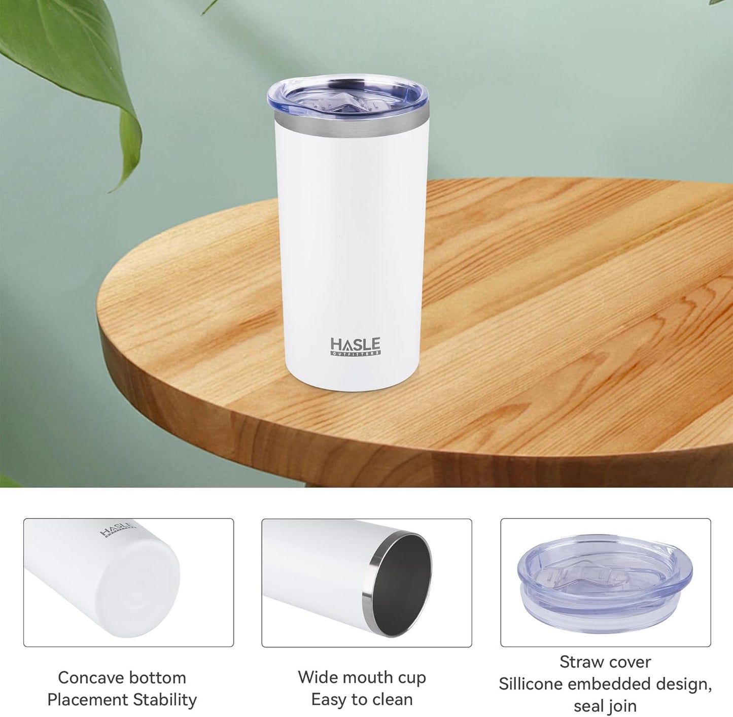 HASLE OUTFITTERS 12 oz Skinny Tumbler, Stainless Steel Insulated Slim Tumbler with Lid, Reusable Double Wall Travel Coffee Mug, Durable Powder Coated Travel Water Cup(White,1)