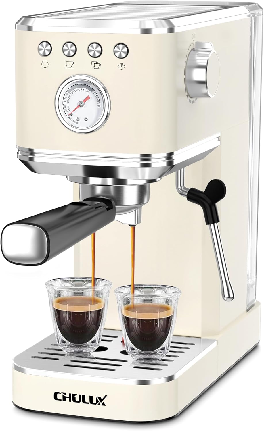 CHULUX Slim Espresso Machine with Milk Frother Steam Wand, 20 Bar Professional Italian Pump Semi Automatic Espresso Coffee Machine for Home Cappuccino & Latte Maker, Creamy