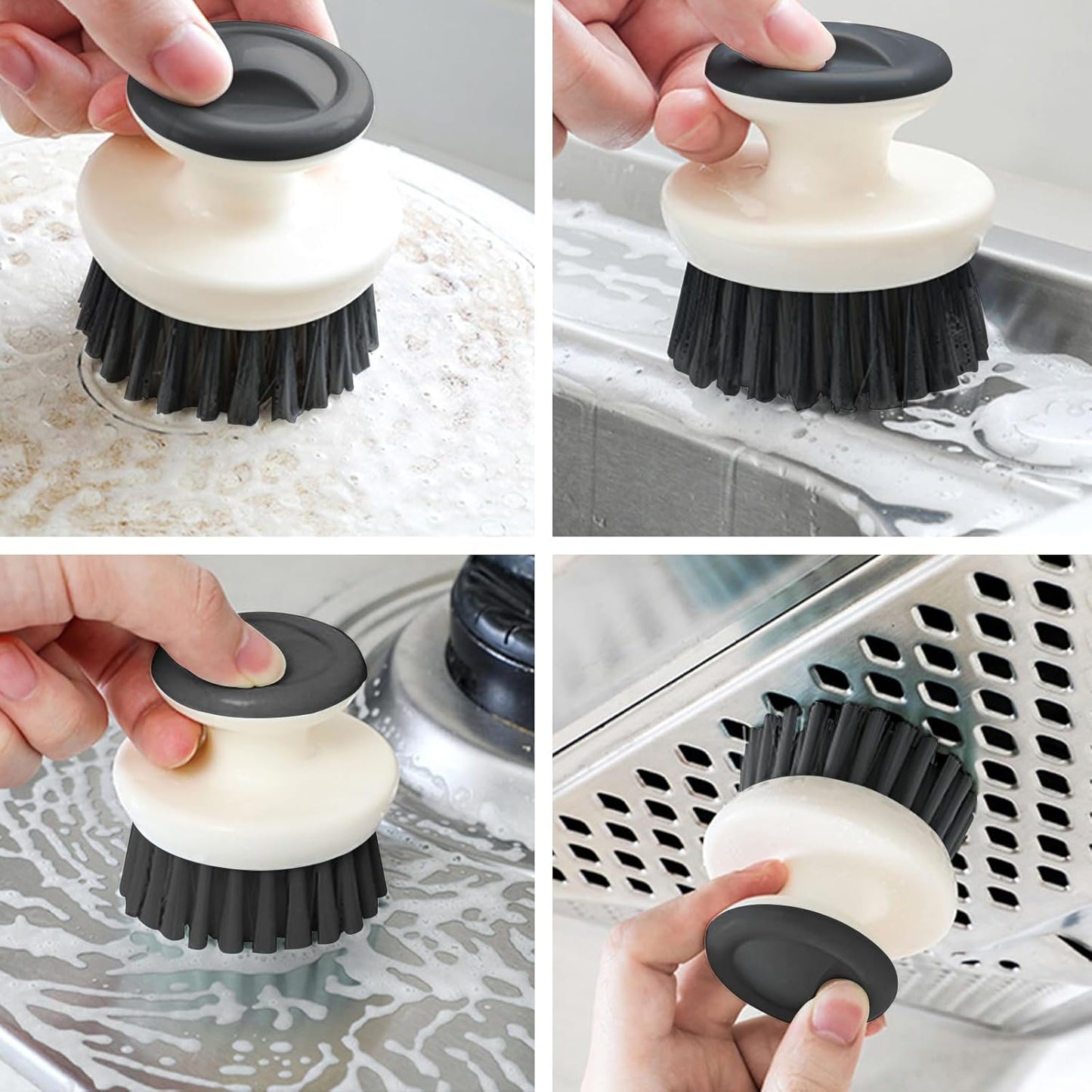 Dish Scrub Brush,Ergonomic Grip Palm Brush,Kitchen Scrub Brushes for Cleaning, Dish Scrubber with Stiff Bristles for Sink, Pots, Pans