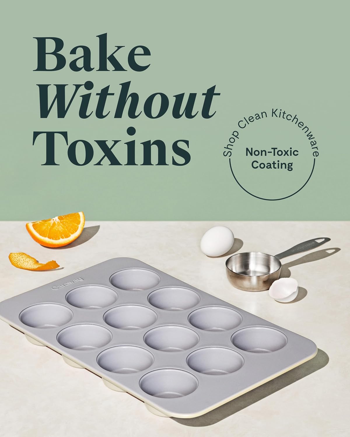 Caraway Non-Stick Ceramic 12-Cup Muffin Pan - Naturally Slick Ceramic Coating - Non-Toxic, PTFE & PFOA Free - Perfect for Cupcakes, Muffins, and More - Perracotta