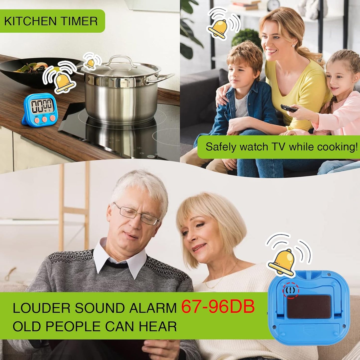 Timers,Classroom Timer for Kids,Kitchen Timer for Cooking,Egg Timer,Magnetic Digital Clock Timer for Teacher,Study,Exercise,Oven,Cook,Baking,Desk - 4 Pack