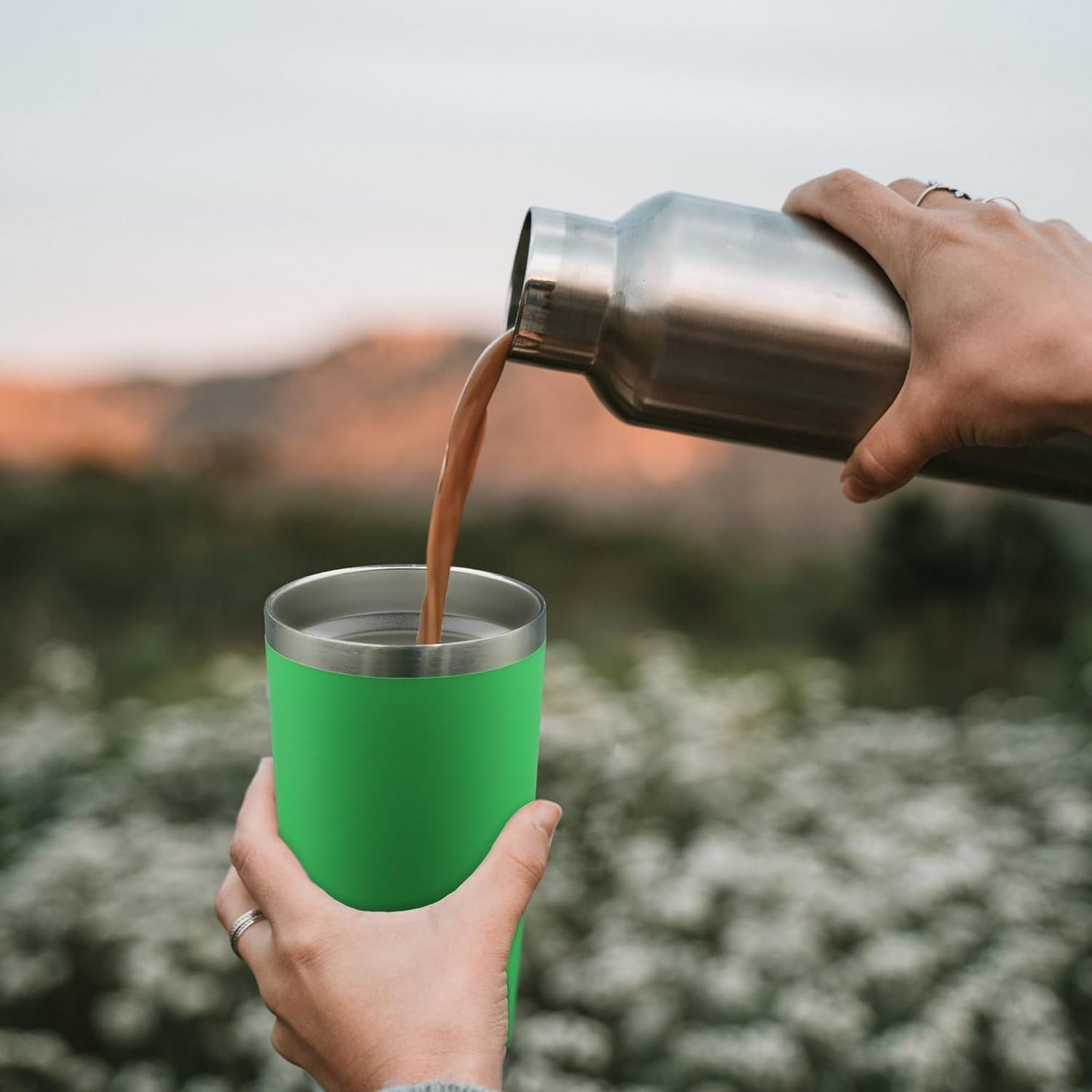 20oz Tumbler Bulk Stainless Steel Tumblers with Lid Vacuum Insulated Double Wall Travel Coffee Mug Powder Coated Tumbler Cup for Hot and Cold Drinks(Green, 6 pack)